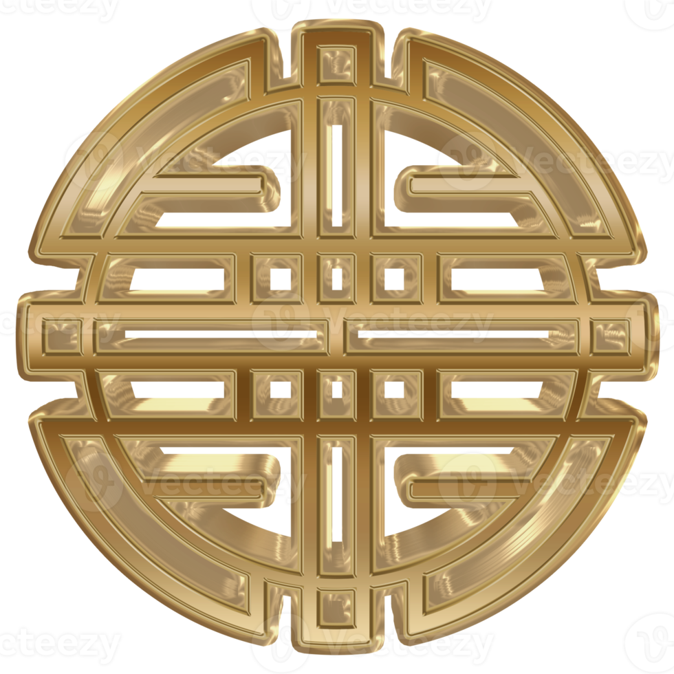 3D Gold Rendering Chinese Symbol. png