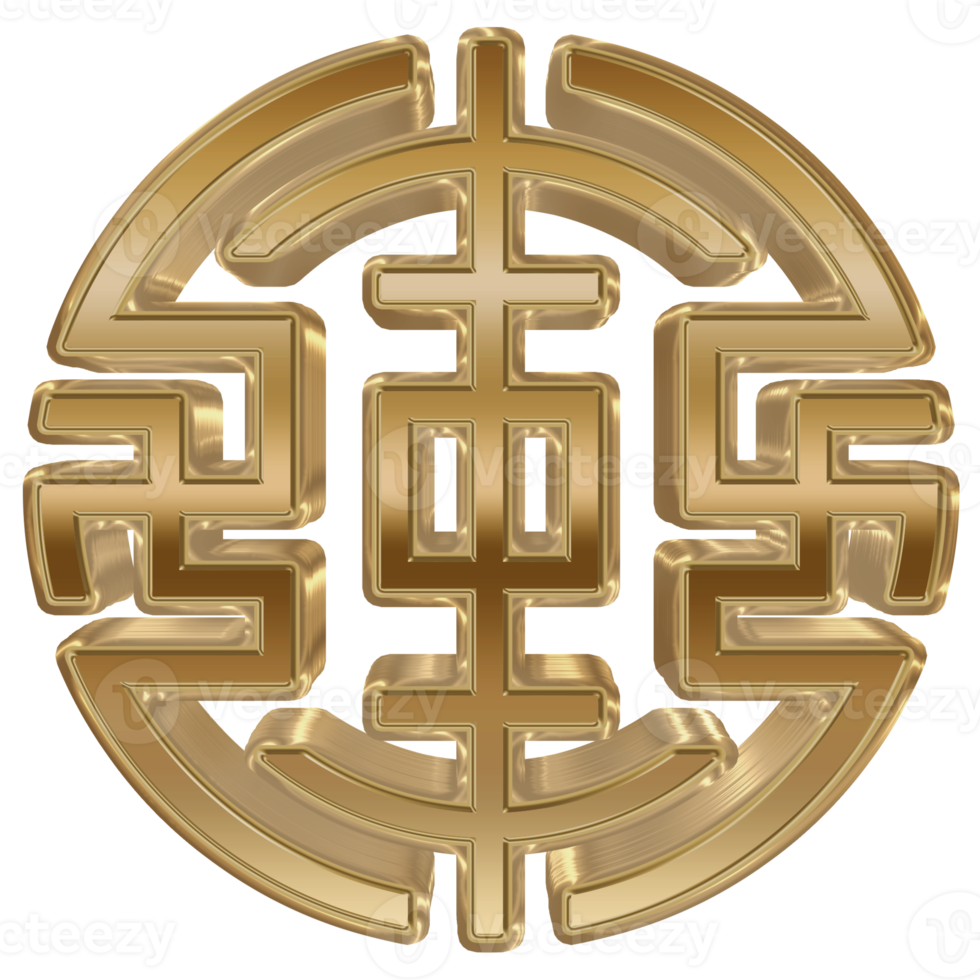 3D Gold Rendering Chinese Symbol. png