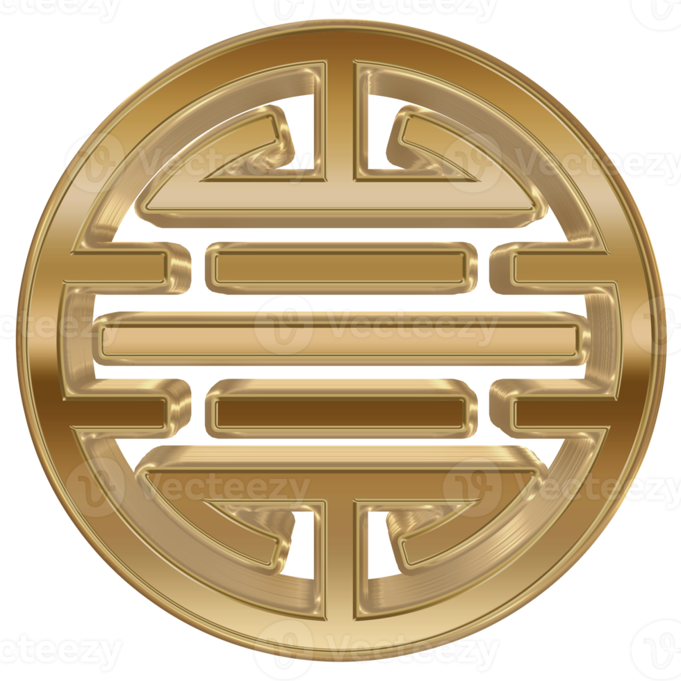 3D Gold Rendering Chinese Symbol. png