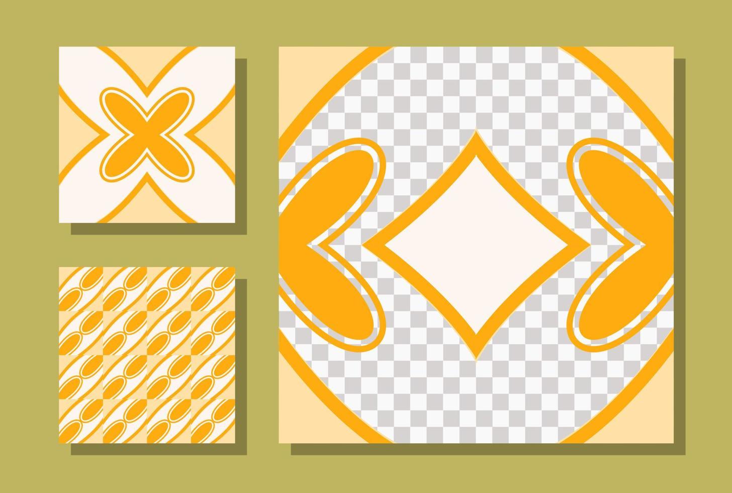 Card template. Set of social media banners. Vector illustration with photo college, pattern and yellow shapes.