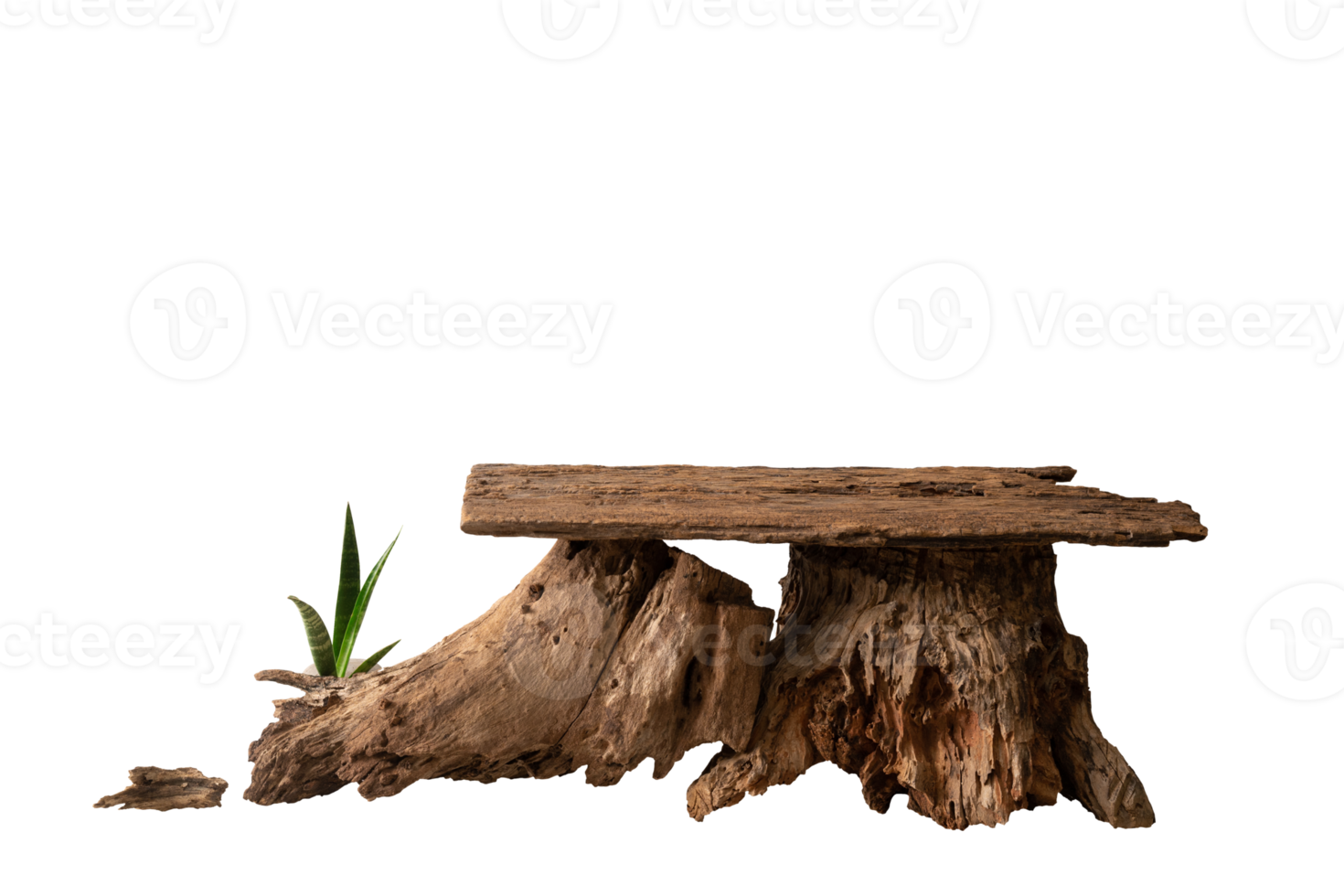 Holzprodukt-Display-Podium mit naturgrünen Blättern für Präsentationsdesign png