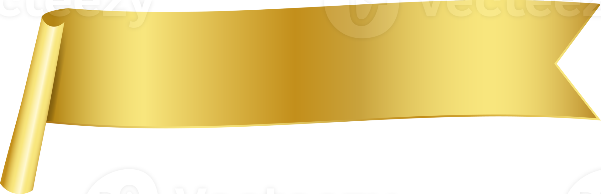 Gold ribbon banner tag label design, isolated background png