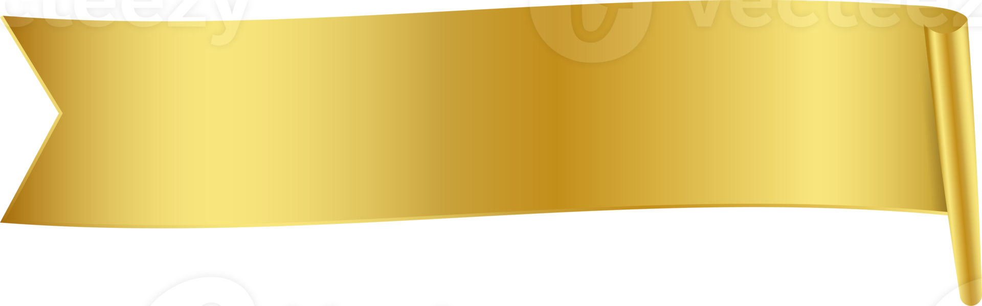 Gold ribbon banner tag label design, isolated background png