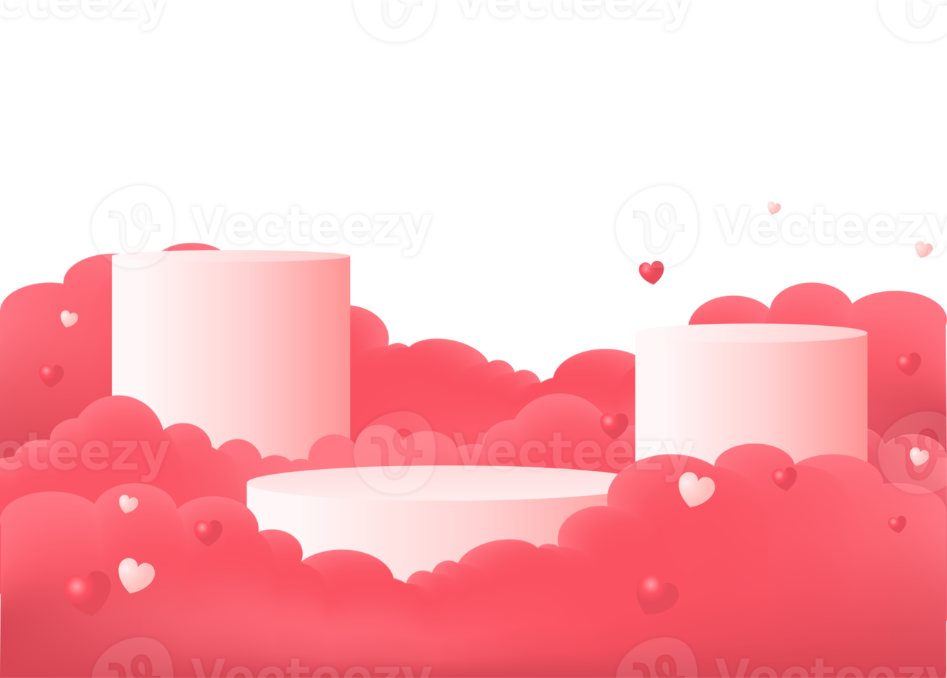 Valentines day with 3d cylinder pedestal podium platform. Mock up product display presentation design png