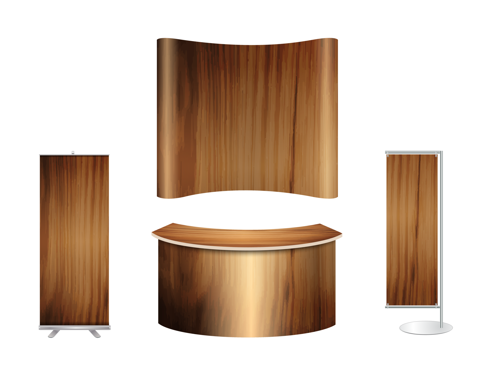 Trade Show Booth Exhibition Stand Design Mock Up Front View With Wood trade-show-booth-exhibition-stand-design-mock-up-front-view-with-wood