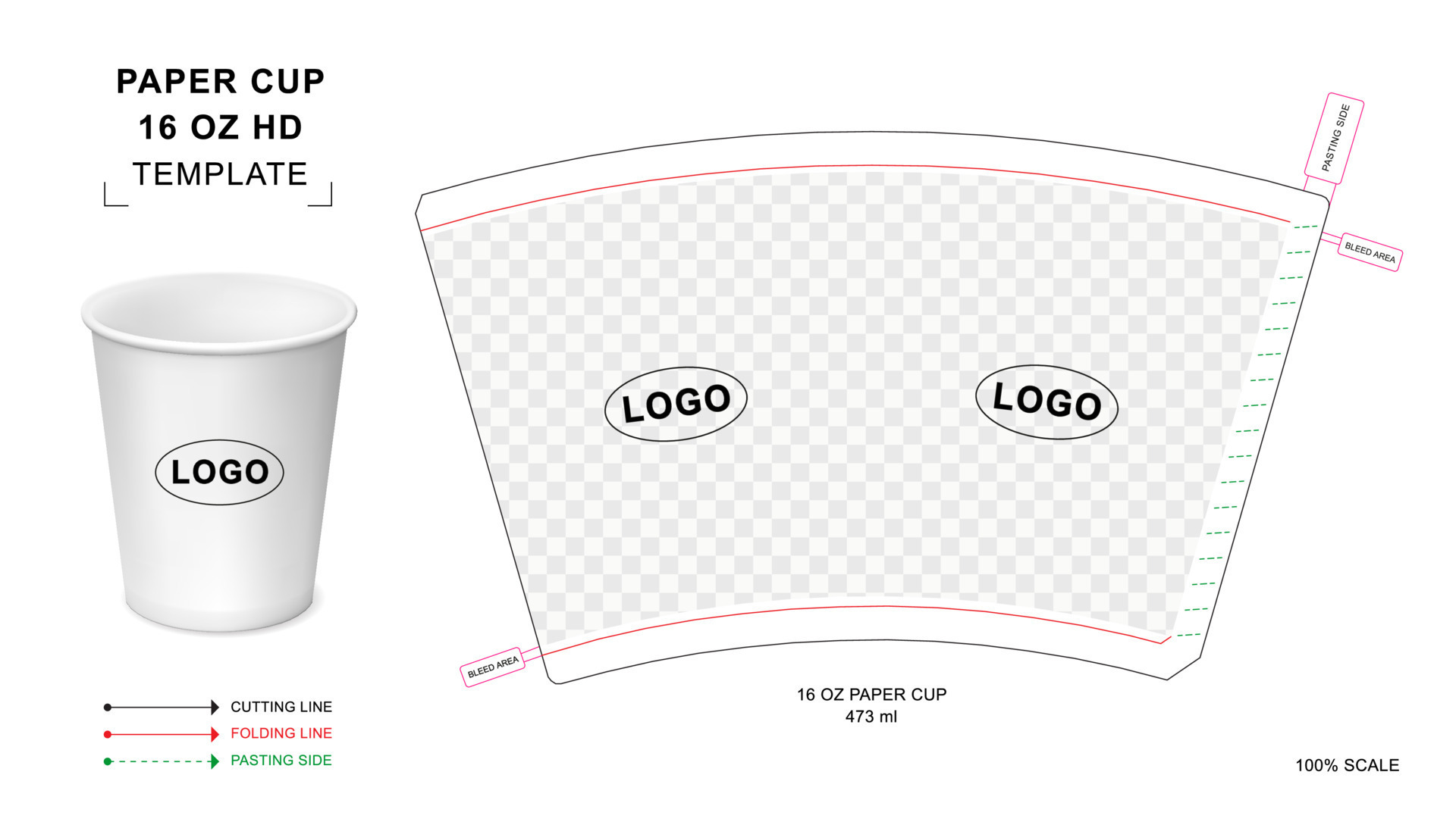 Paper cup die cut template for 16 oz HD 16622371 Vector Art at Vecteezy Paper cup die cut template for 16 oz HD 16622371 Vector Art at Vecteezy