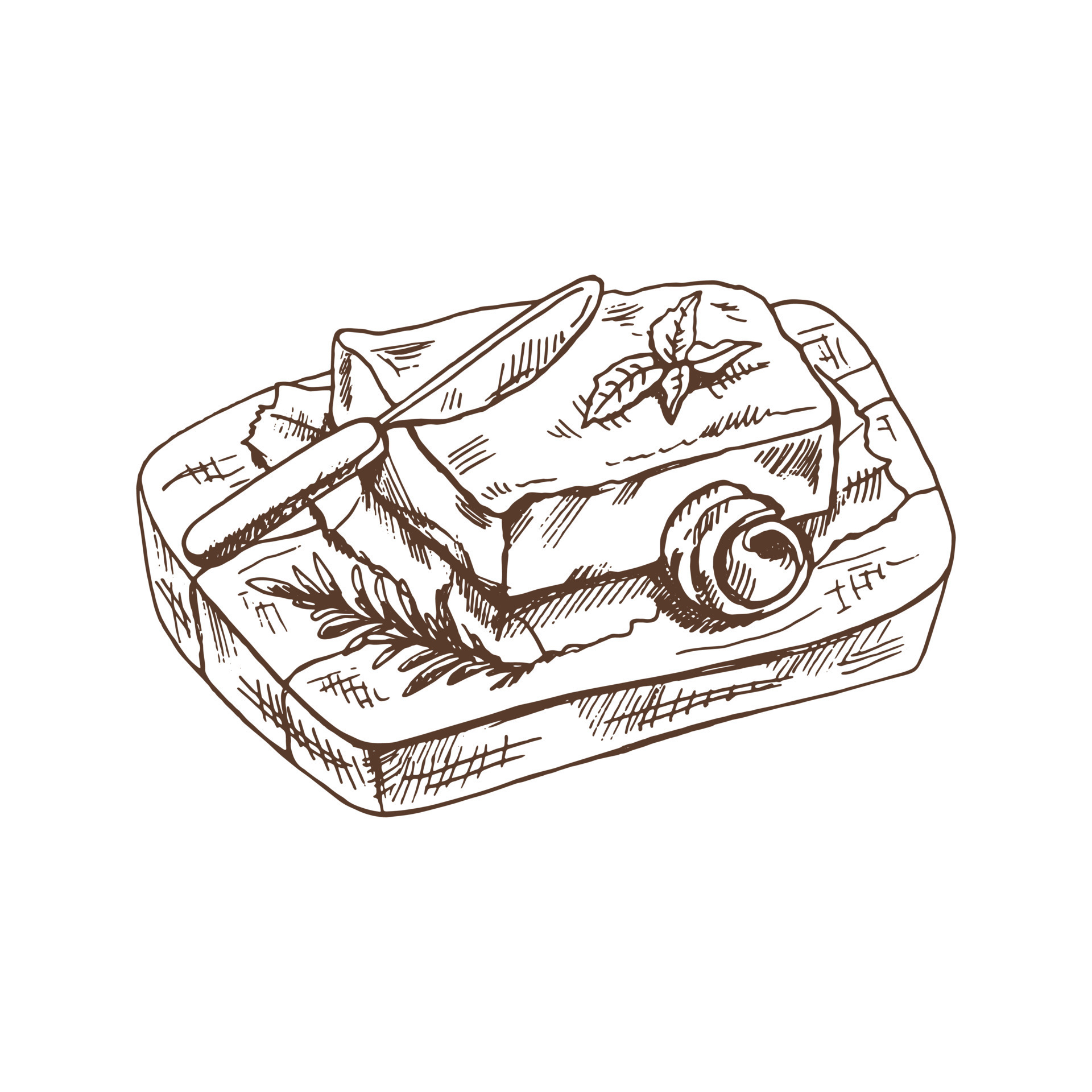 Vector hand drawn butter sketch. Detailed retro style a piece of butter  image. Vintage element for labels, packaging and cards design. 16622535  Vector Art at Vecteezy
