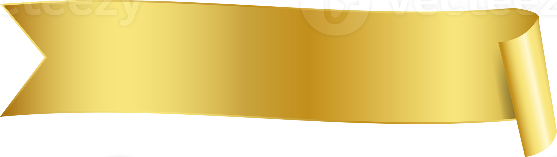 Gold ribbon banner tag label design, isolated background png