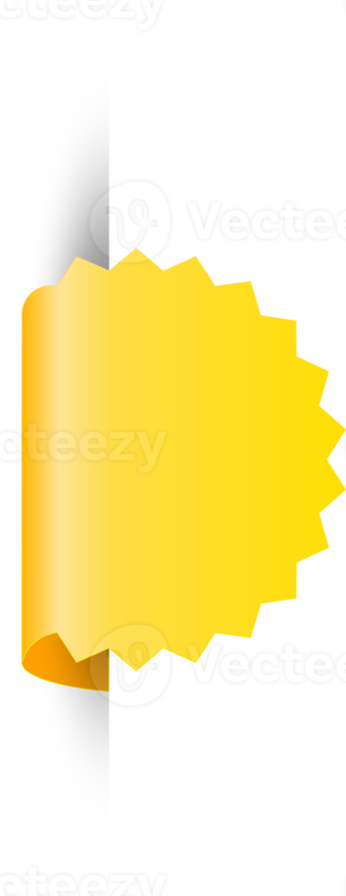 Yellow paper tag label ripped torn cut edges isolated background png