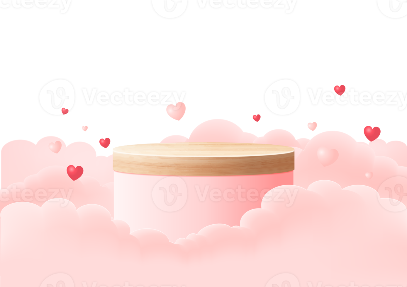 Valentines day with 3d cylinder pedestal podium platform. Mock up product display presentation design png