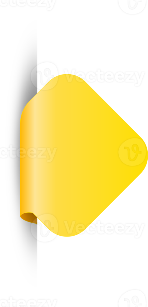 Yellow paper tag label ripped torn cut edges isolated background png