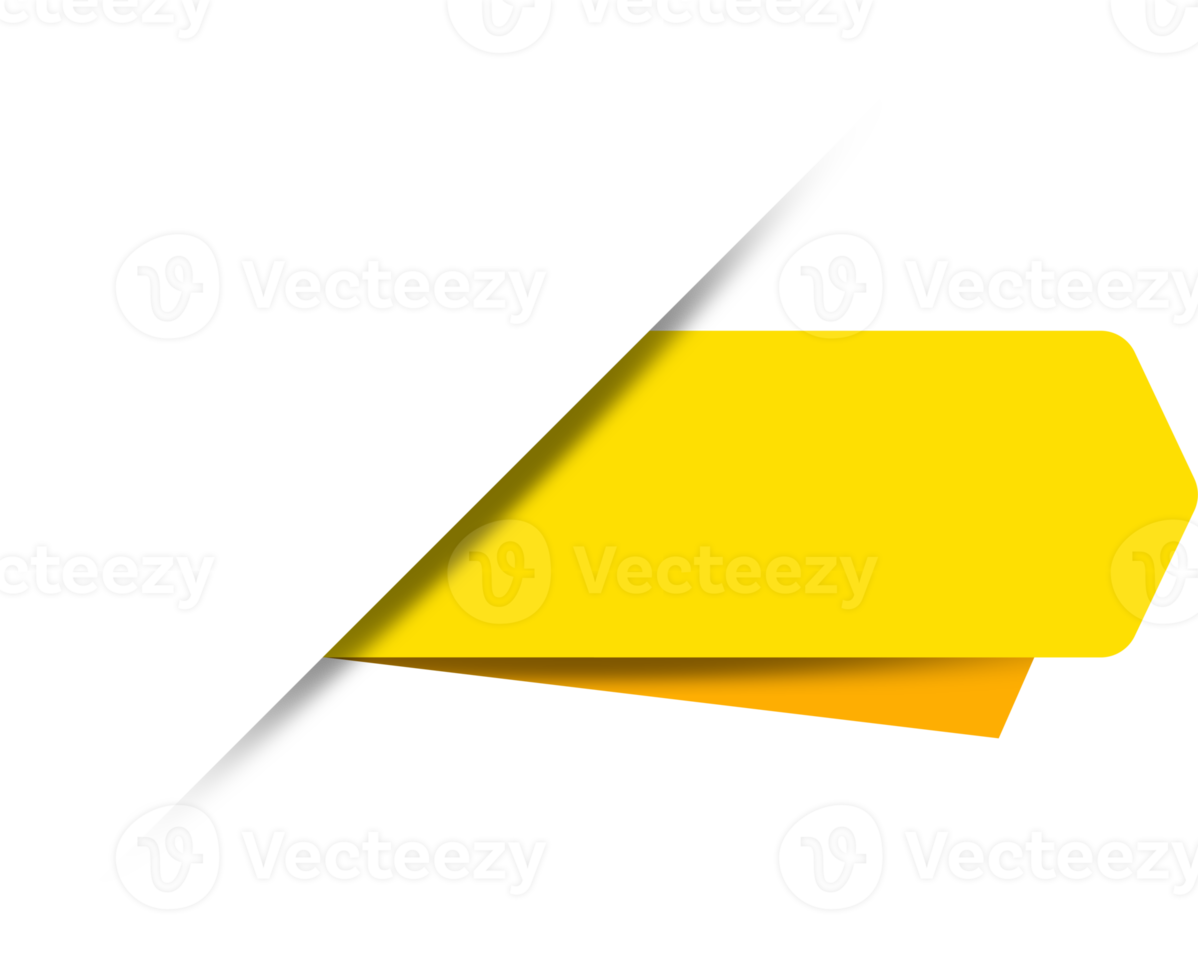 Yellow paper tag label ripped torn cut edges isolated background png