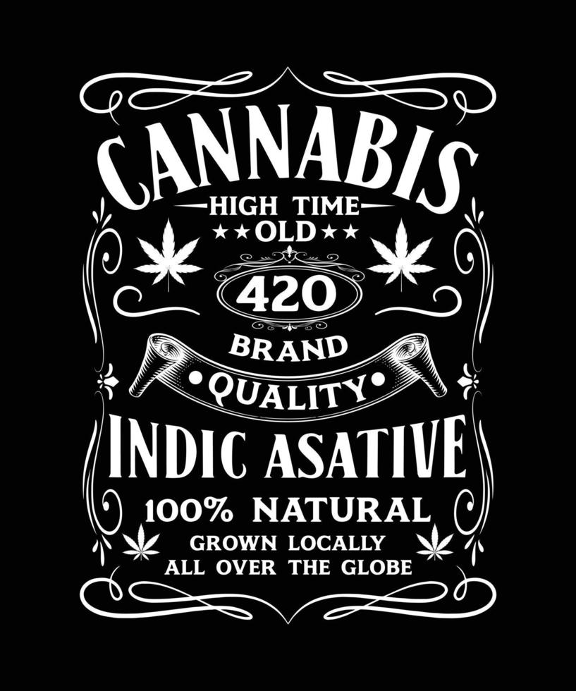 CANNNABIS HIGH TIME OLD 420 BRAND QUALITY TSHIRT DESIGN vector