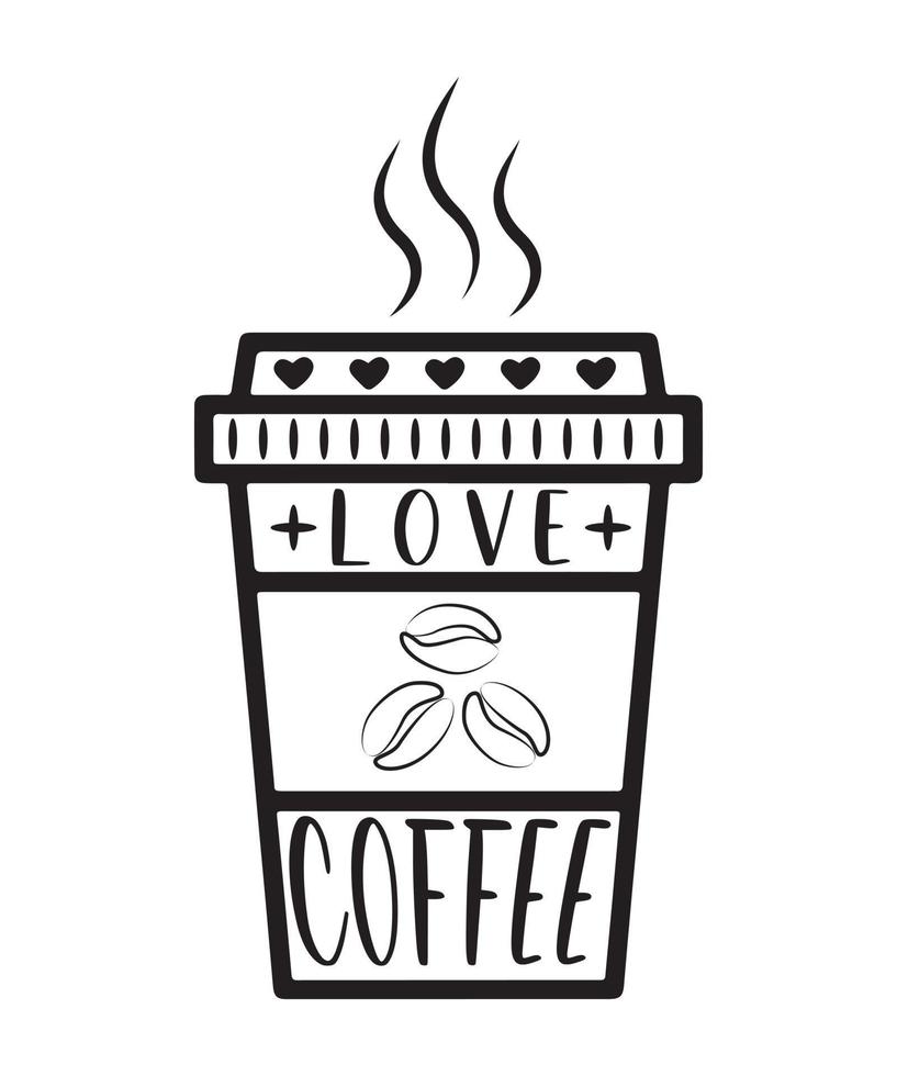 diseño de camiseta de vector de café de amor