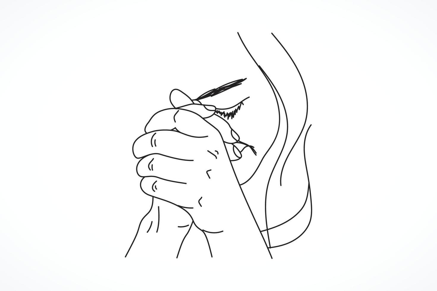 Line Art Illustration of Praying Girl vector