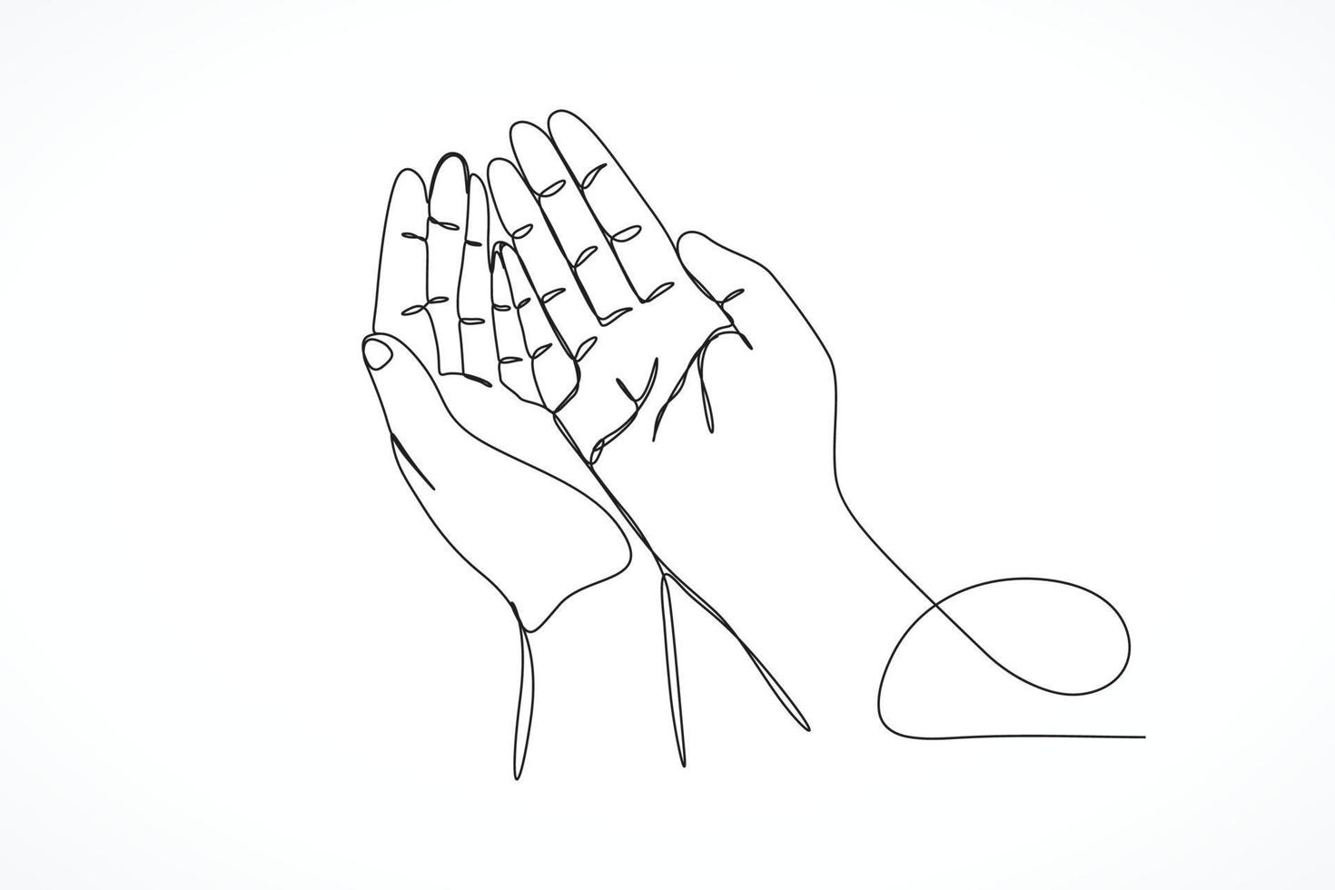 ilustración de mano de oración de dibujo lineal vector