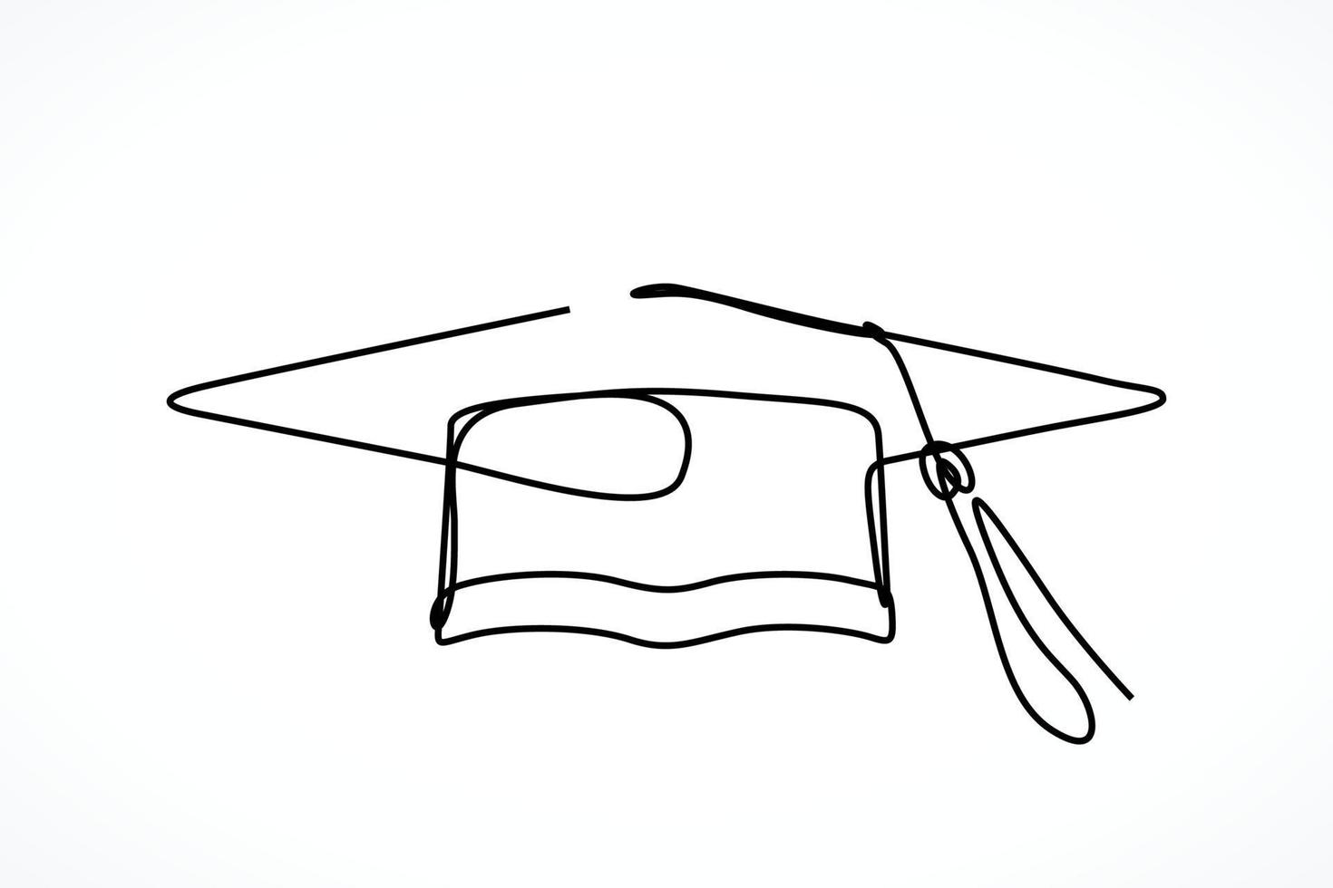 One line student graduation hat vector