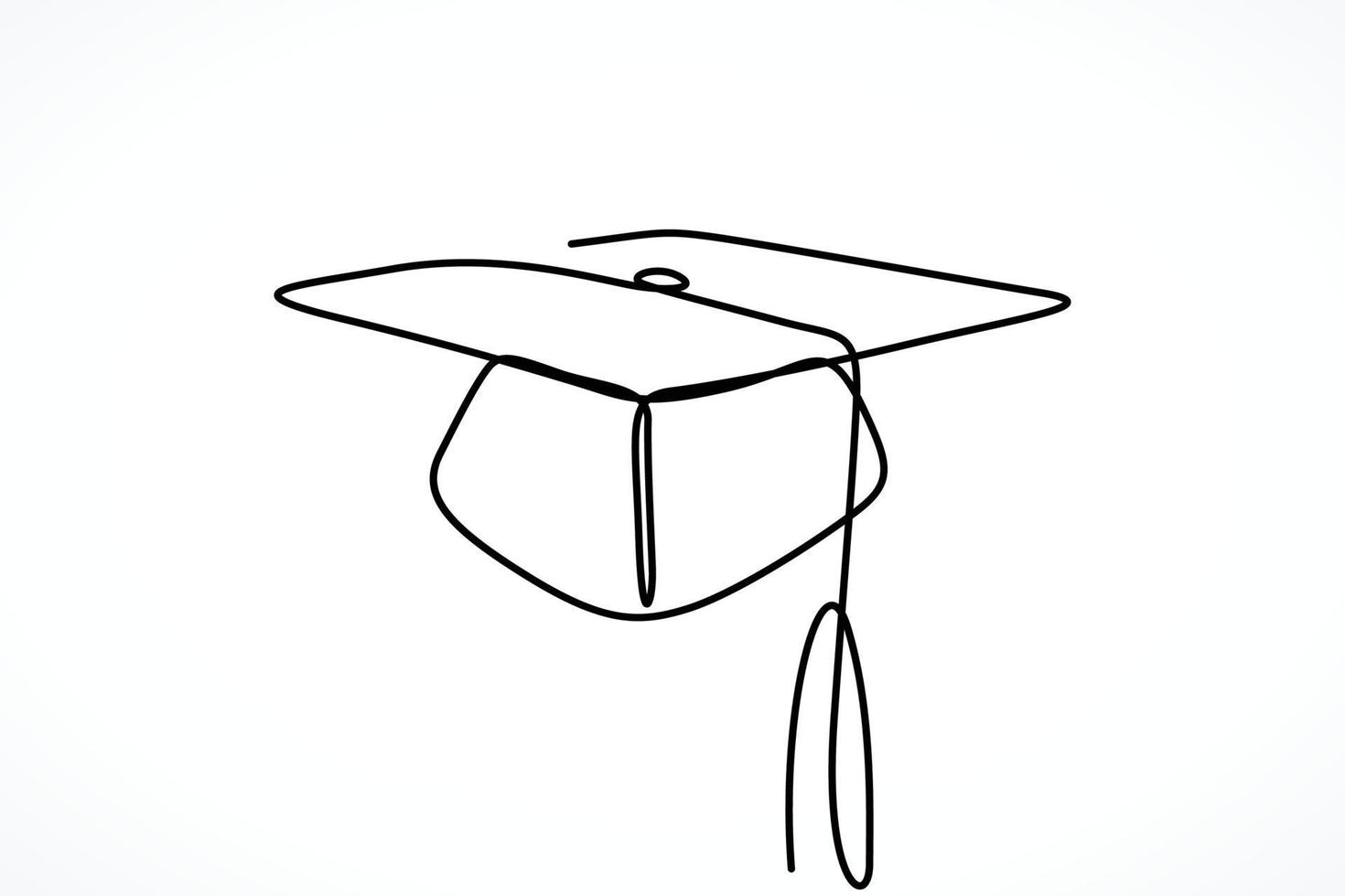 Graduation hat single continuous line drawing vector