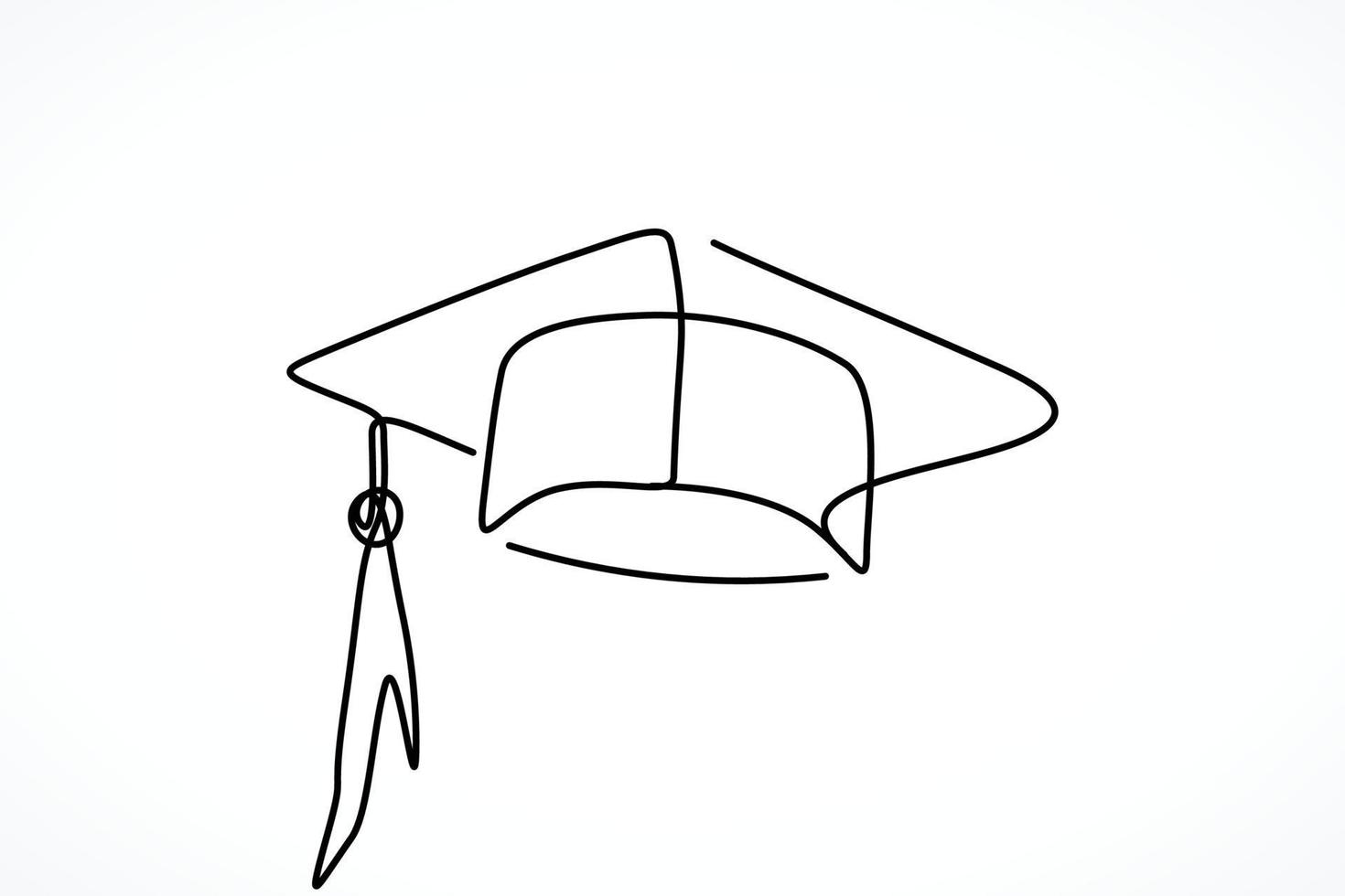 One continuous line student graduation hat vector