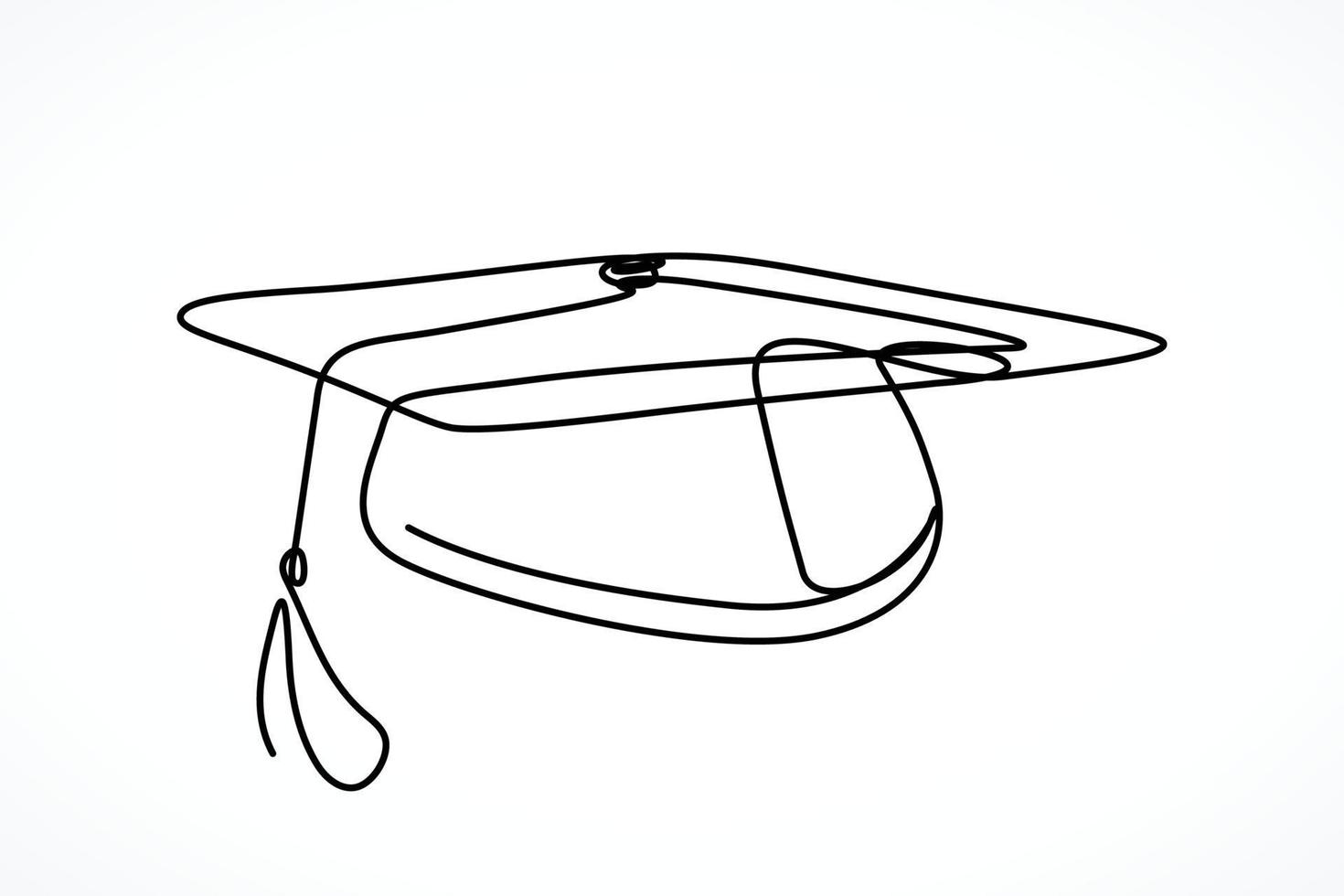 Single continuous line drawing of graduation hat vector