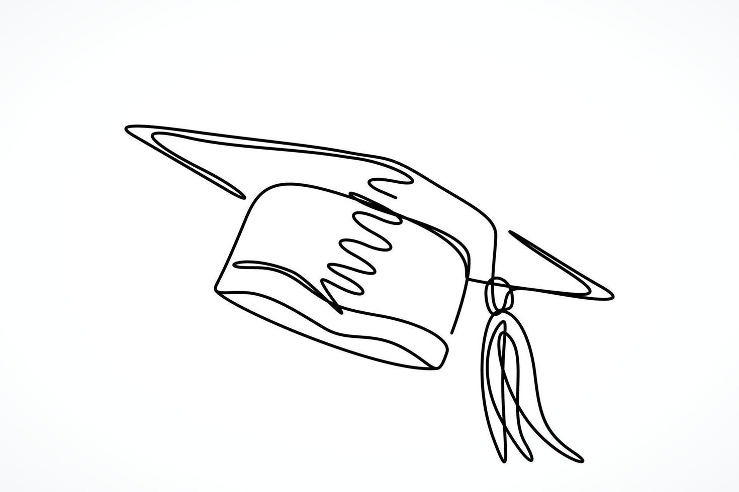 Graduation hat continuous one line drawing vector