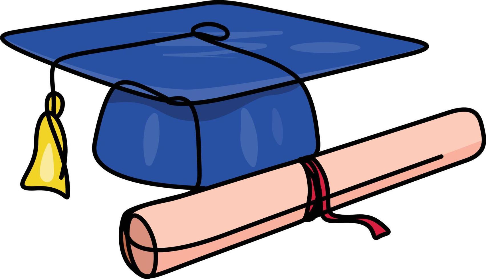 ilustración de diploma y gorro de graduación vector