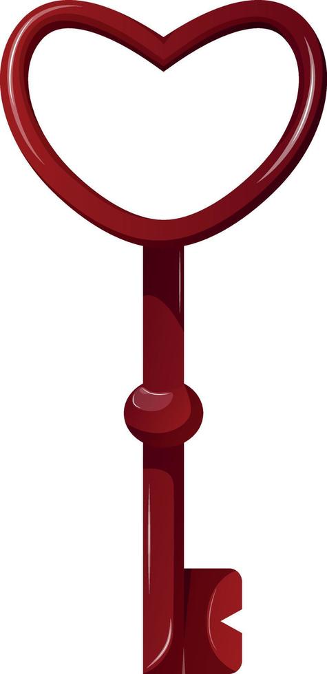 llave en forma de corazón roja de dibujos animados del día de san valentín sobre fondo transparente. diseño para carteles publicitarios o aplicaciones móviles. ilustración vectorial vector