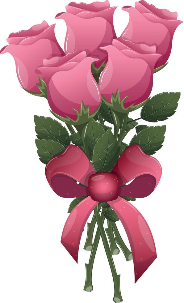 ramo de rosas de san valentín ilustración. vector de dibujos animados de  rosas rosadas. decoración de flores de boda. flor de rosa floral para  ilustración de decoración 16623270 Vector en Vecteezy