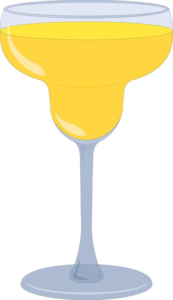 Bebida de color amarillo en la ilustración de vector de copa de cóctel