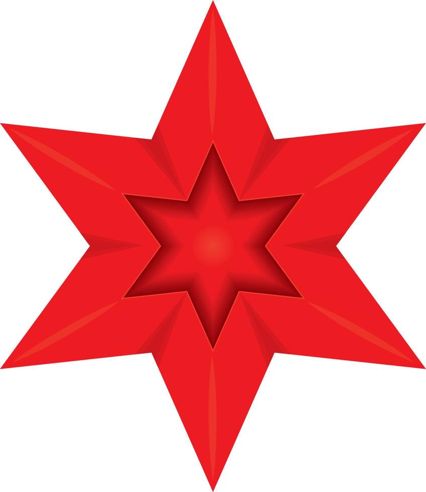 Ilustración de vector de estrella de volumen rojo de seis rayos