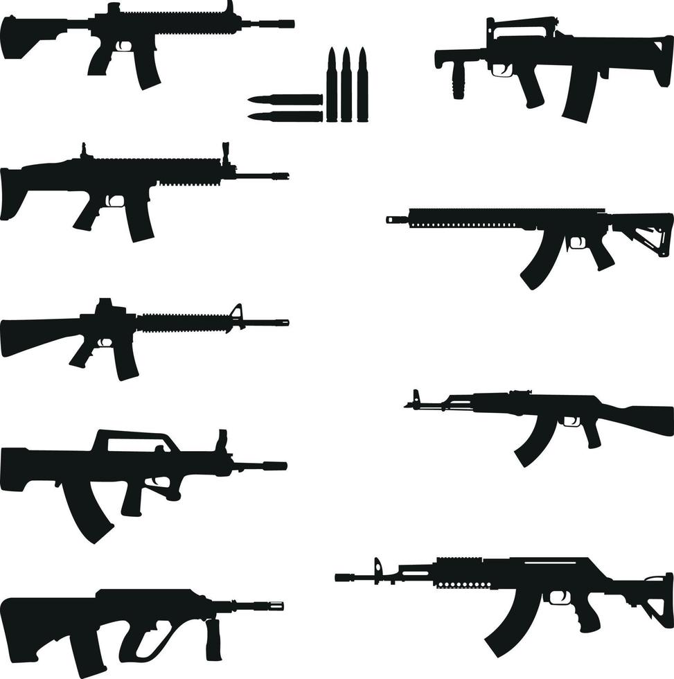 Assault rifle AR gun vector set