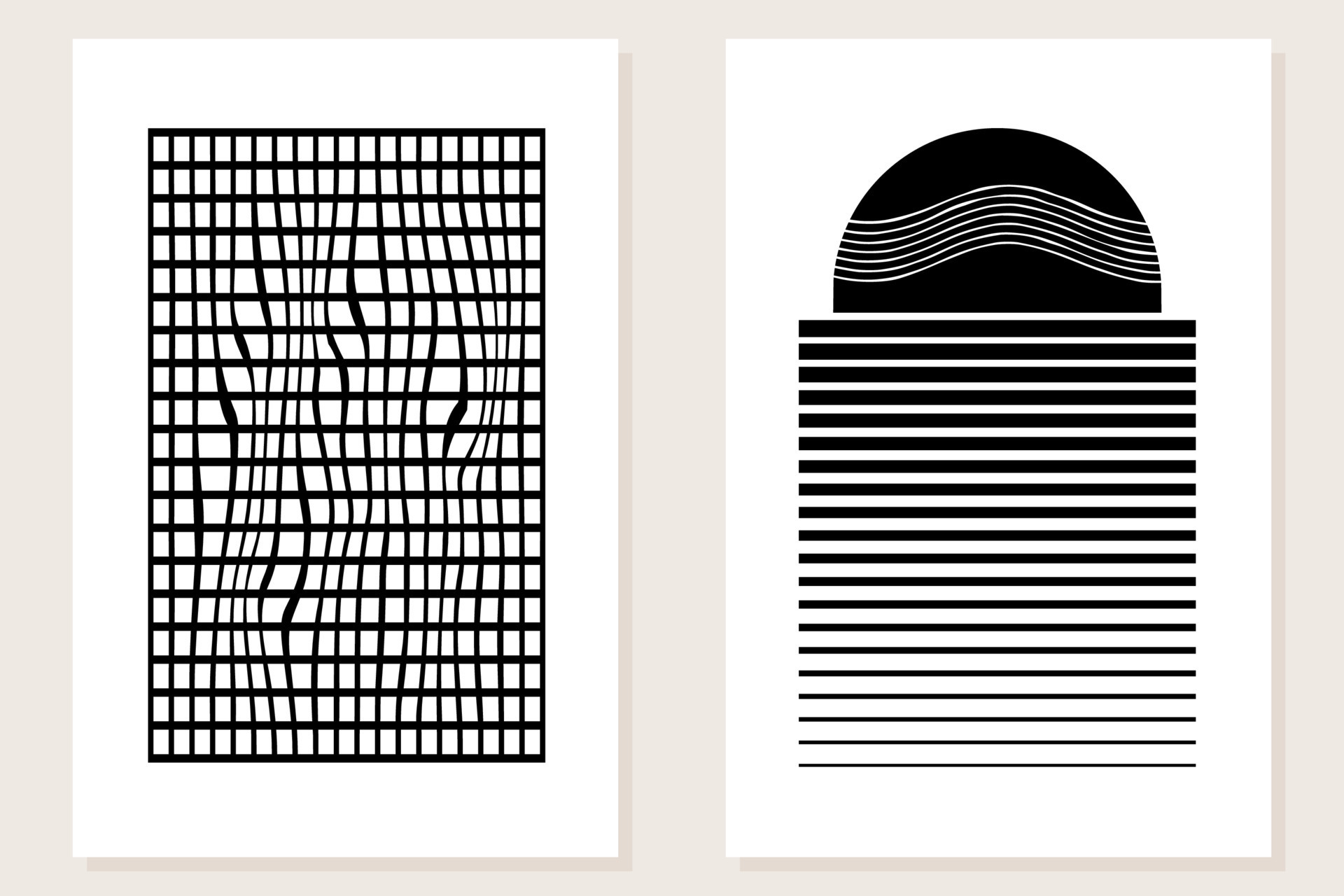 Abstract Minimalist Black and White Monochrome Wallpaper Poster Pattern