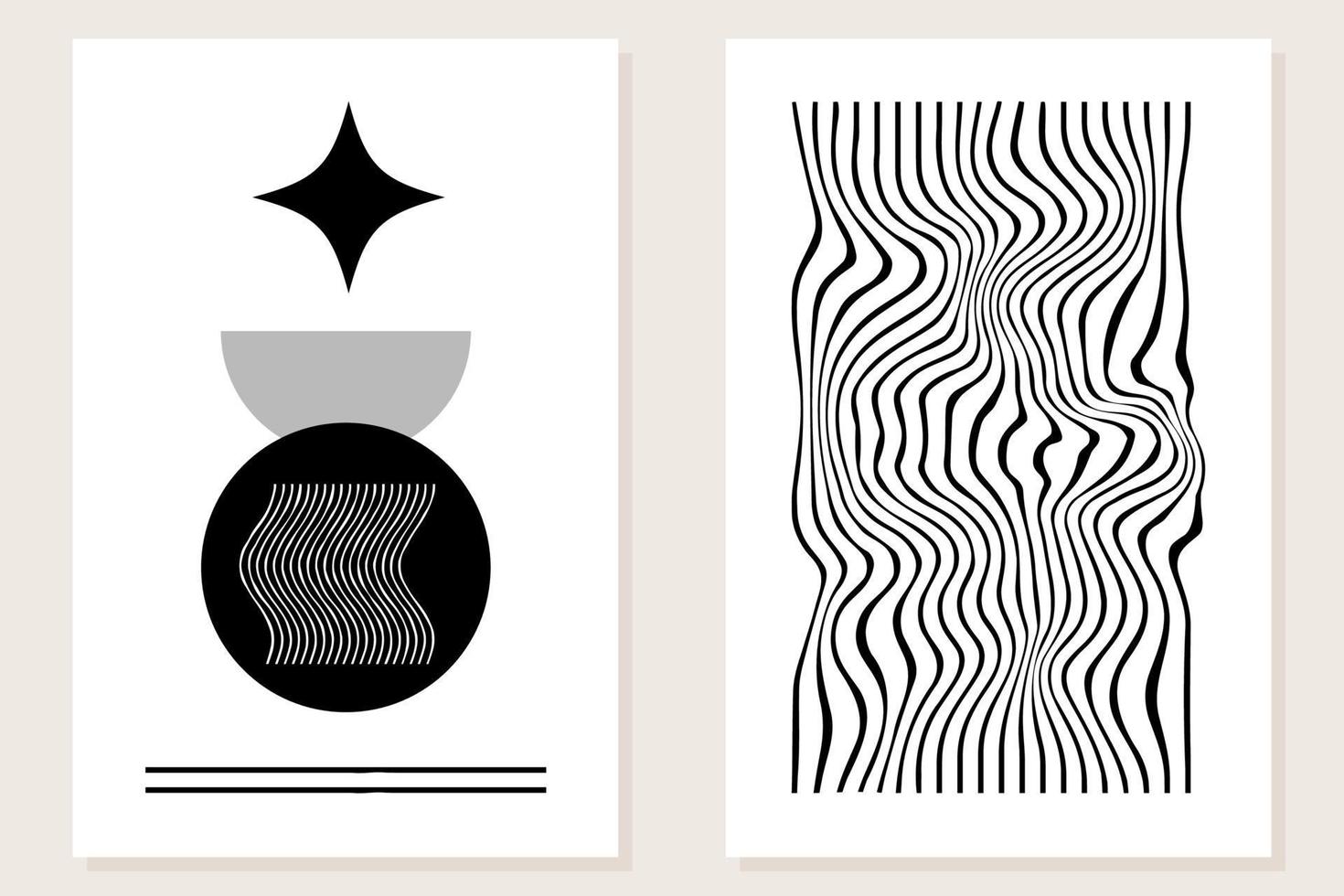 Abstract Minimalist Black and White Monochrome Wallpaper Poster  Pattern Background Graphic Art Template vector