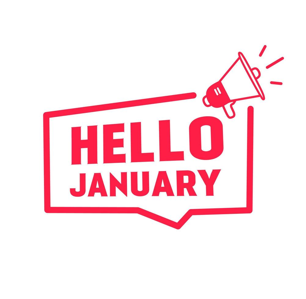 Hello January banner for design icon. Vector template.