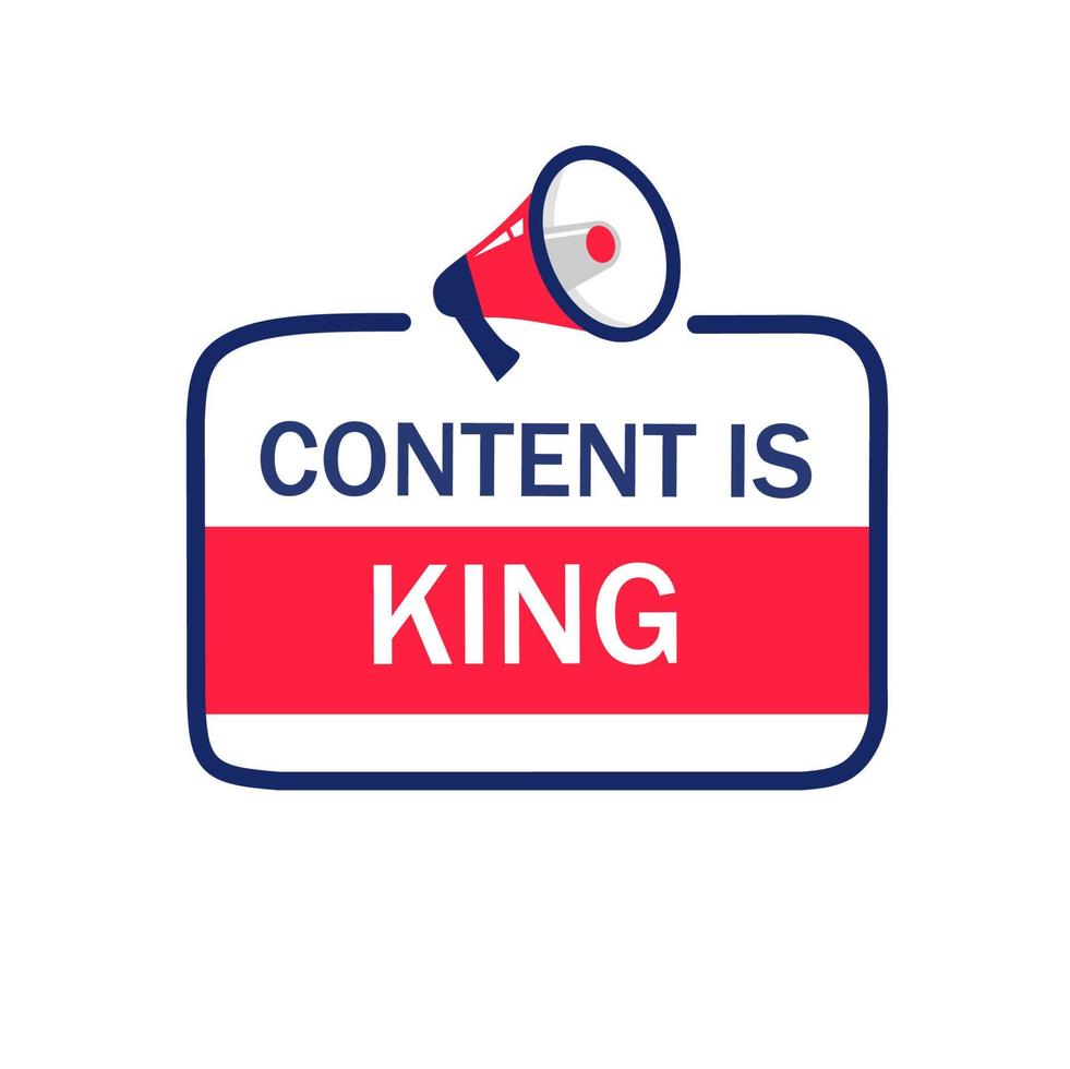 Content is King writing text icon design. Vector illustration.