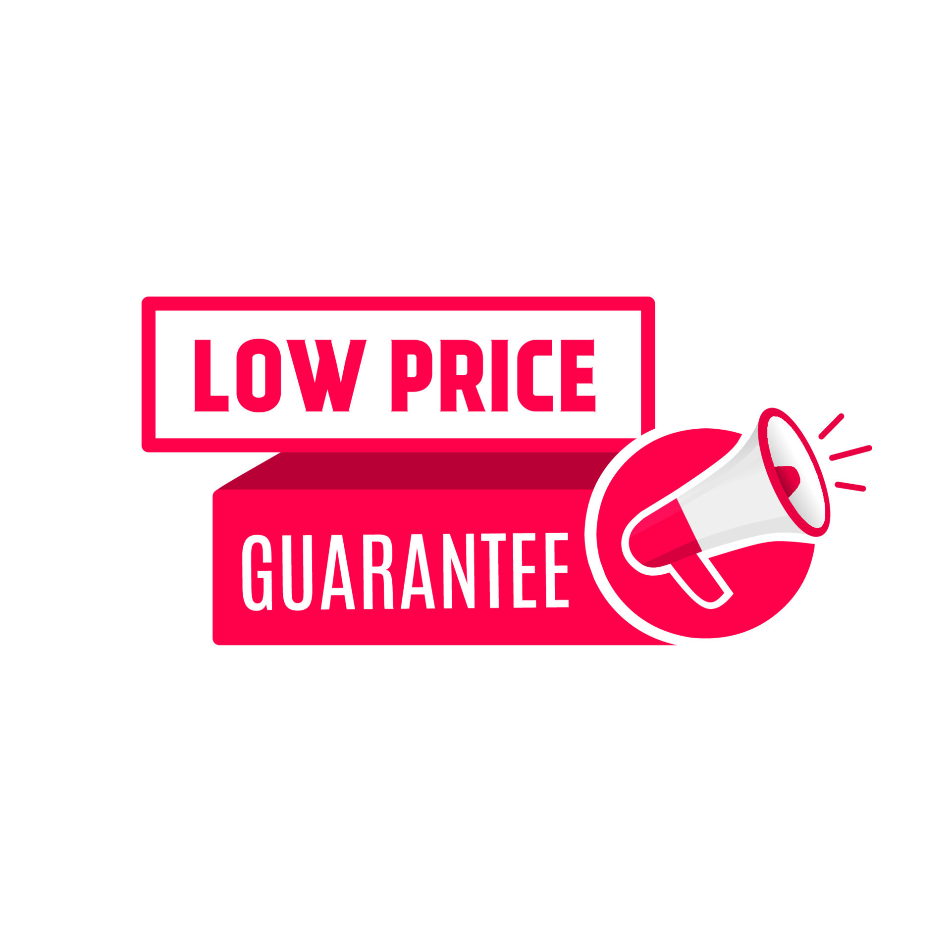 low price guarantee label icon design megaphone. flat banner. vector