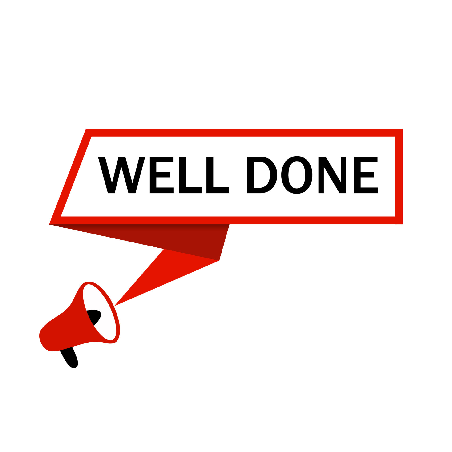 Well done banner. Speech bubble icon design. Vector illustration