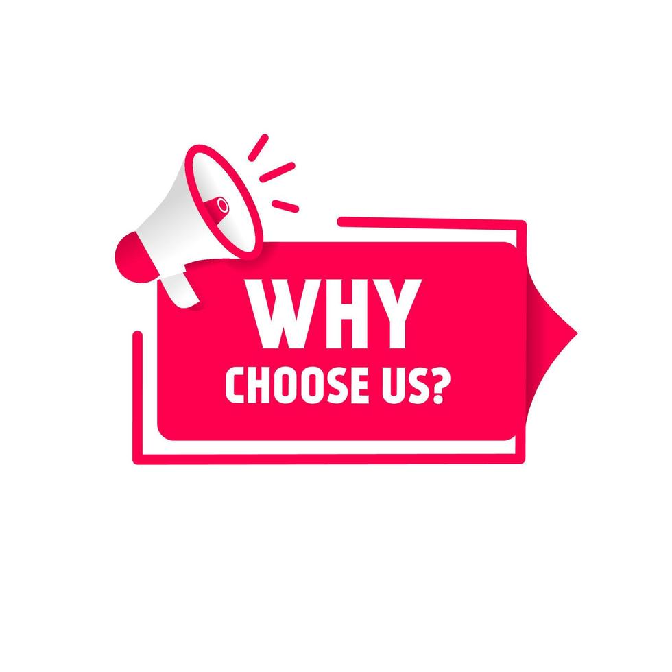 Why choose us text message banner design. Flat Vector illustration.