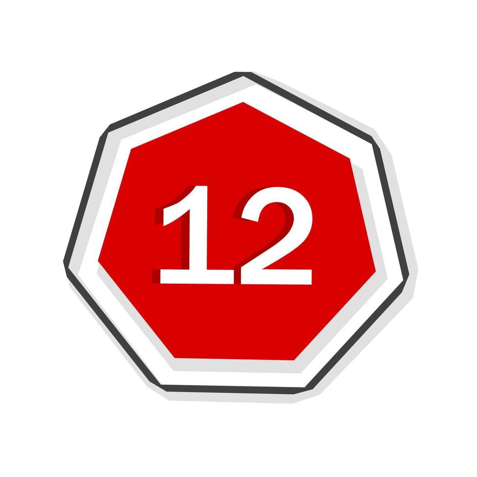 Number 12 badge icon. flat Vector. vector