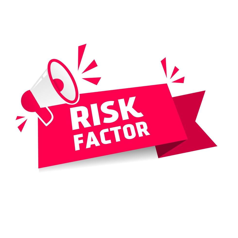 Risk factor sign on Red ribbon. Flat style banner design icon. vector