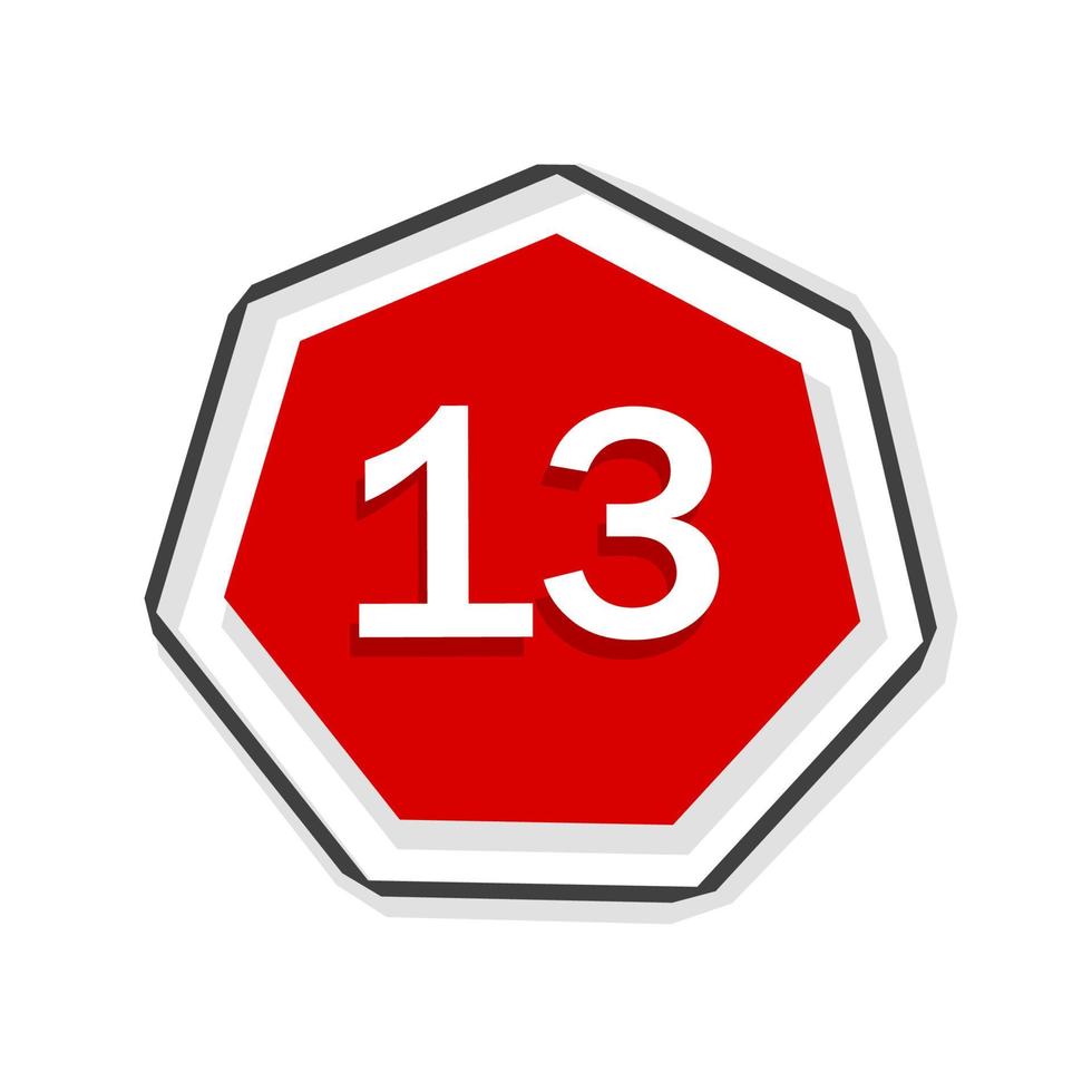 Number 13 badge icon. Flat design. Vector. vector