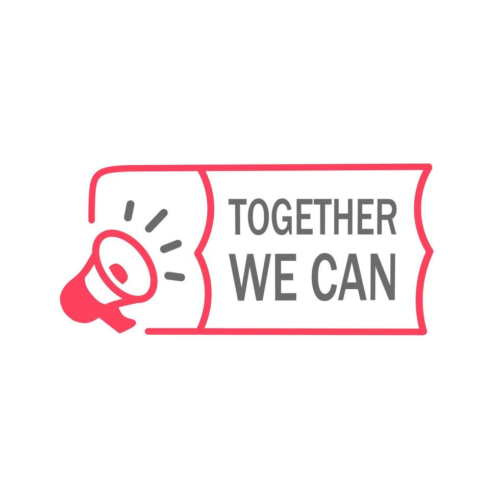 Together we can message on badge icon. Flat style vector. vector
