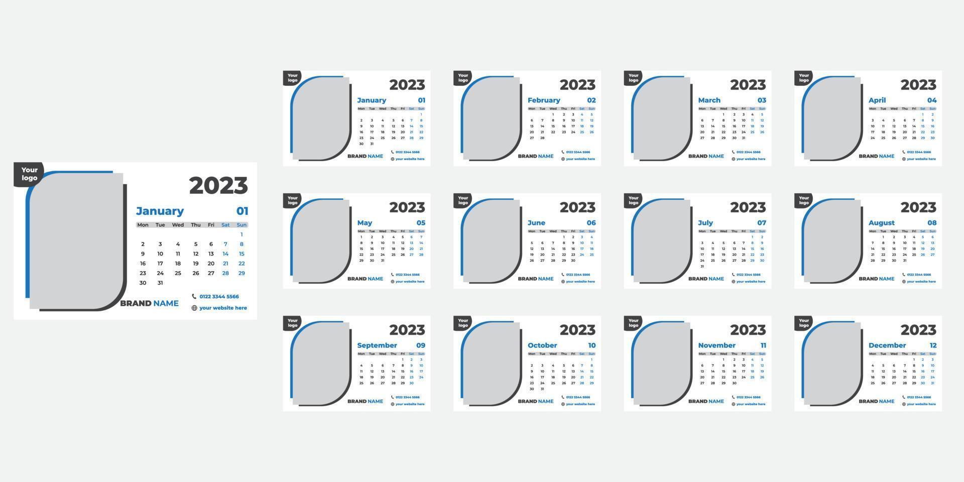 New Year Desk Calendar 2023 Design Template vector