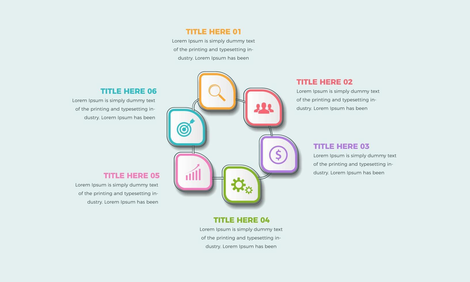 Business Infographic template. design options or steps with 6 numbers, Colorful infographic design template vector