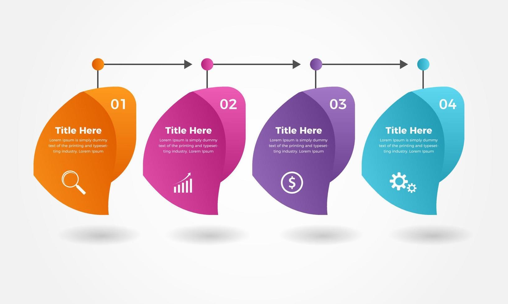 diseño de plantilla de presentación infográfica empresarial moderna de cuatro pasos, elementos infográficos empresariales de 4 pasos vector