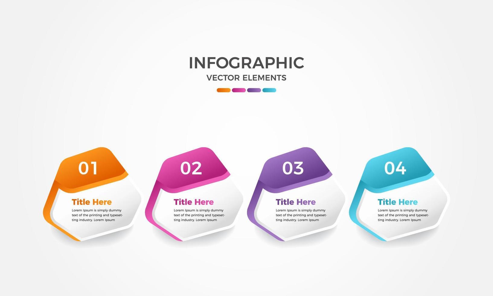 elementos infográficos coloridos de cuatro pasos para su negocio, plantilla de infografía empresarial de pasos profesionales vector