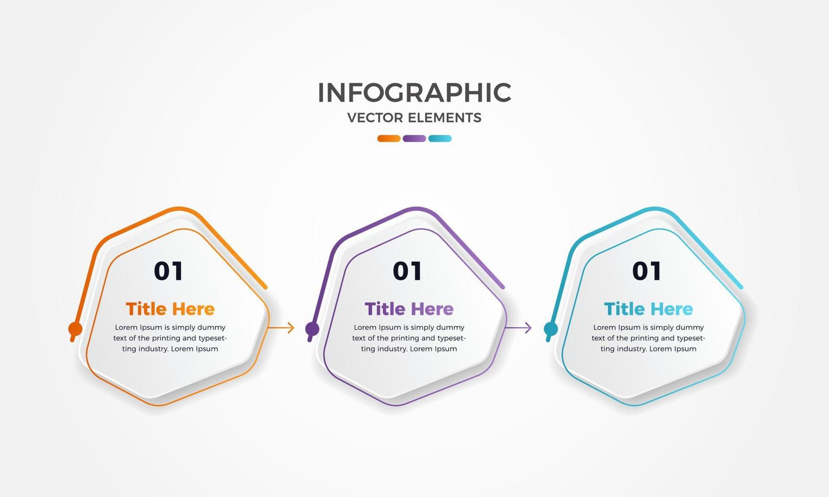 Three steps modern business infographic presentation template design, 3 Steps business infographic elements vector