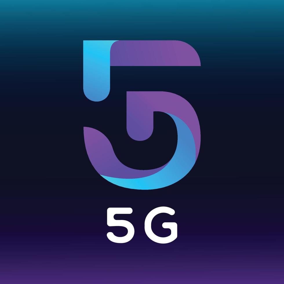 logotipo de forma de tecnología de combinación de letras '5g, colores brillantes de colores degradados vector gráfico icónico