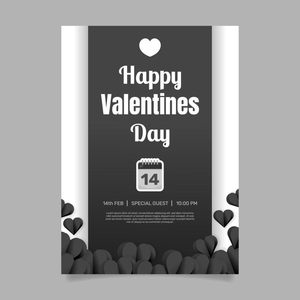 Flat valentines day vertical poster template. - Vector. vector