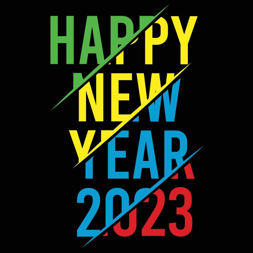 Print Isolated Vector Illustration Happy new year 2023 celebration with black background